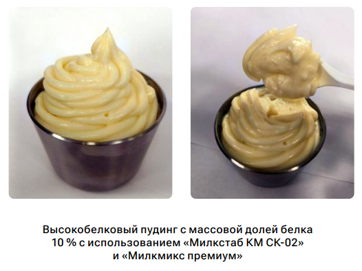 Высокобелковый пудинг с массовой долей белка 10 % с использованием «Милкстаб КМ СК-02» и «Милкмикс премиум»