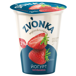 Йогурт с фруктовым наполнителем «Клубника», м. д. ж. 2 %