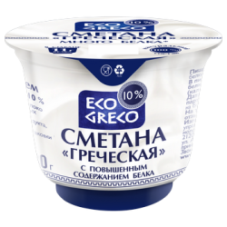 Сметана «Греческая» с повышенным содержанием белка, м. д. ж. 10 %
