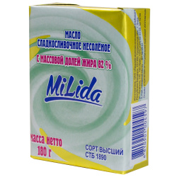 Масло сладкосливочное несолёное, м. д. ж. 82 %