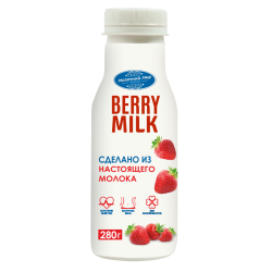 Напиток молочный ультрапастеризованный Berry Milk с наполнителем «Клубника», м. д. ж. 1,3 %