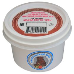 Мороженое пломбир с какао, м. д. ж. 15 %