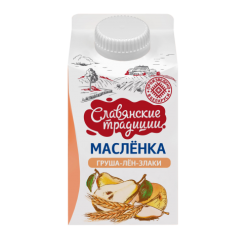 Напиток кисломолочный «Маслёнка» на основе пахты с фруктовым наполнителем «Груша-лён-злаки», м. д. ж. 1,5 %, ТМ «Славянские традиции»