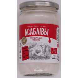 Йогурт «АСАБЛIВЫ» с пищевкусовым компонентом «Клюква», м. д. ж. 2,1 %