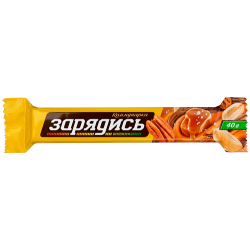 Конфеты глазированные «Батончик ЗАРЯДИСЬ» с арахисом и пеканом в молочном шоколаде