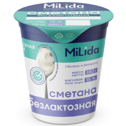 Сметана безлактозная, м. д. ж. 15 %